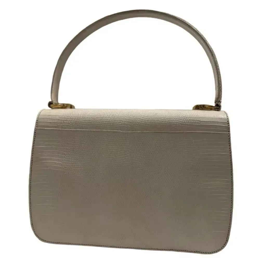 Gucci lizard embossed leather top handle tote